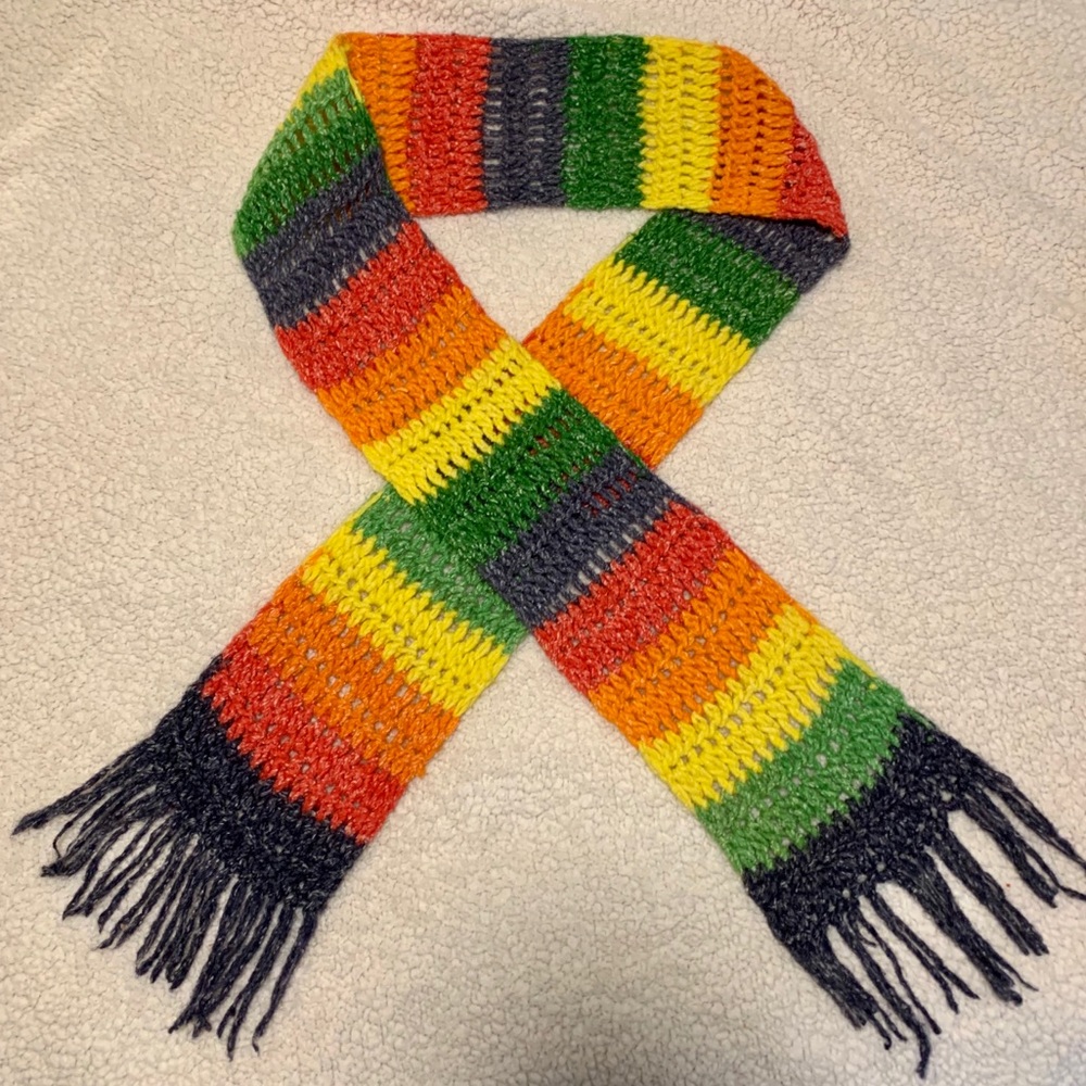 Vintage Rainbow Knit Scarf